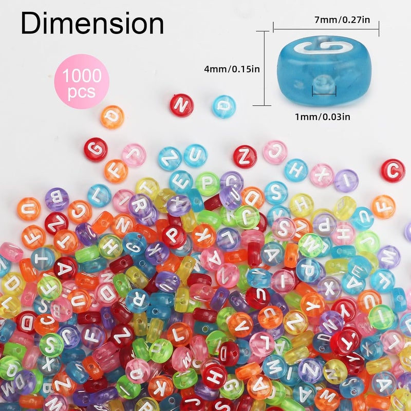 SUTOUG 1000PCS Colourful Letter Beads for Threading, 4 x 7 MM Acrylic Round Alphabet Beads for Jewellery DIY Making Crafts Bracelets Necklaces Ornaments - Image 2